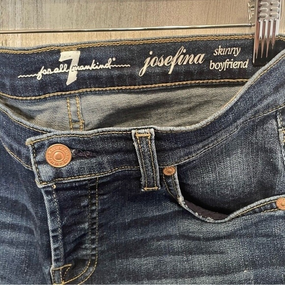 7 For All Mankind Josefina Boyfriend Skinny Mid Rise Jeans - Dark Wash size 24 - Picture 7 of 9